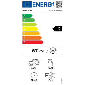 Whirlpool nõudepesumasin WSFO3O34PF