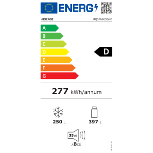 SBS-külmik Hisense, Total No Frost, 647 L, kõrgus 179 cm, must roostevaba teras - RQ5P640SSKD