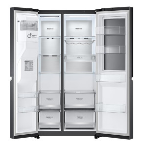 SBS-külmik LG, InstaView, vee- ja jääautomaat veevõrguga, 635 L, kõrgus 179 cm, must - GSXV90MCAE.AMCQEUR