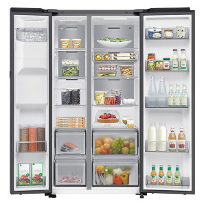 SBS-külmik Samsung Bespoke AI Home, NoFrost, 621 L, kõrgus 179 cm, must - RS90F64EEFEO