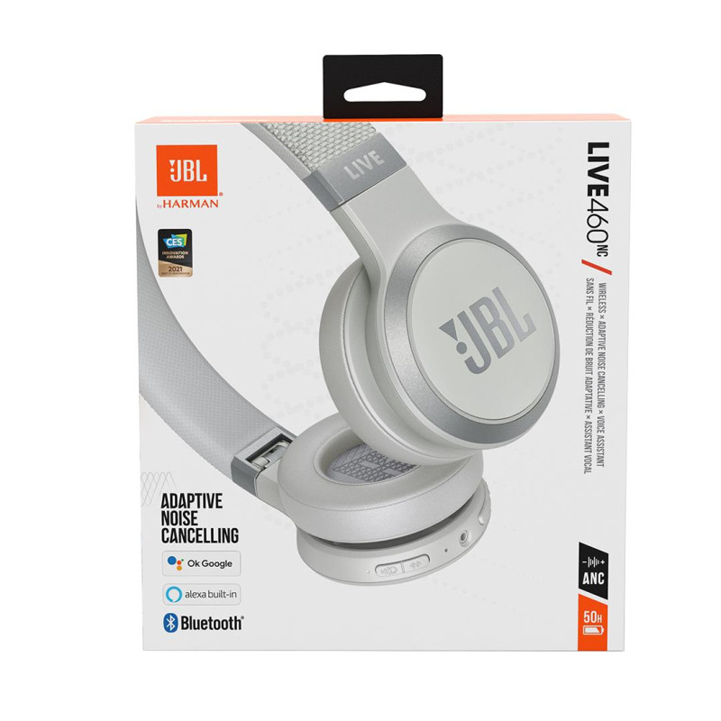 JBL Live 460, valge - Kõrvapealsed juhtmevabad kõrvaklapid